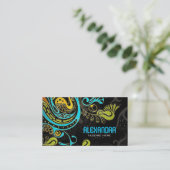 コバルトブルー&イエロー抽象芸術スワーズ – テンプレート 名刺 (スタンド正面)