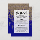 コバルトブルー ゴールド グリッター オンブレ グラデーション エンクロージャーカード (正面/裏面)