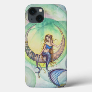 コバルトムーンの水彩メルメイドアートイラスト iPhone 13ケース
