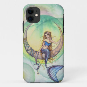 コバルトムーンの水彩メルメイドアートイラスト iPhone 11 ケース
