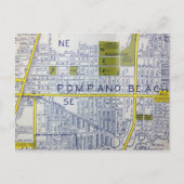 コバンアジのビーチ、FLのヴィンテージの地図 ポストカード (正面)