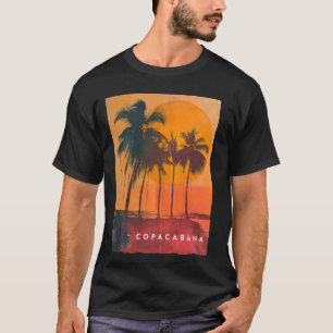 コパカバーナリオデジャネイロブラジルレトロビーチサンセ Tシャツ