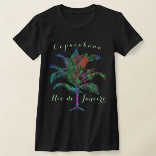 コパカバーナリオデジャネイロワイトロピカルパームツリー Tシャツ