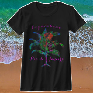 コパカバーナリオデジャネイロワイトロピカルパームツリー Tシャツ