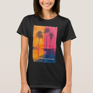 コパカバーナ リオデジャネイロ ブラジル レトロ ビーチ 日没 Tシャツ