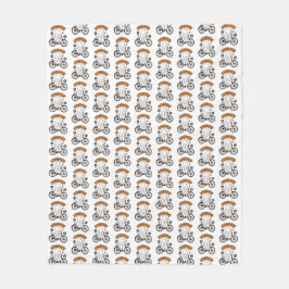 コパスハロウィーン幽霊オンオレンジ自転車 フリースブランケット