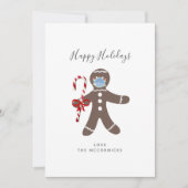 コビッドクリスマスおもしろい顔マスクジンジャーブレッドマン シーズンカード (正面)