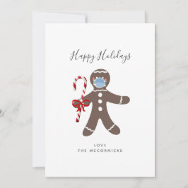 コビッドクリスマスおもしろい顔マスクジンジャーブレッドマン シーズンカード