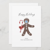 コビッドクリスマスおもしろい顔マスクジンジャーブレッドマン シーズンカード (正面/裏面)