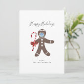 コビッドクリスマスおもしろい顔マスクジンジャーブレッドマン シーズンカード (スタンド正面)