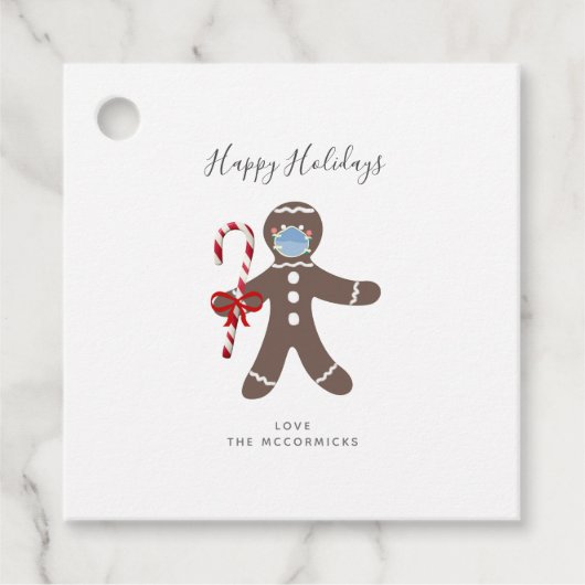 コビッドクリスマスおもしろい顔マスクジンジャーブレッドマン フェイバータグ (正面)