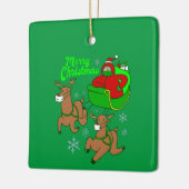 コビッドクリスマス顔マスクサンタトナカイそり セラミックオーナメント (左)