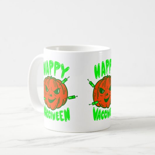 コビッドハロウィーンワクチンカボビンワクチン コーヒーマグカップ (正面左)