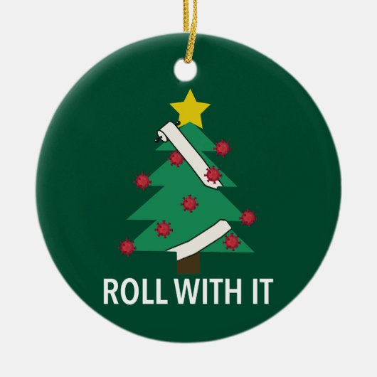 コビデおもしろいィドクリスマスツリープンオーナメント セラミックオーナメント (正面)