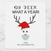 コビデおもしろいスクリスマストナカイ着用顔マスク ワインラベル (シングルラベル)