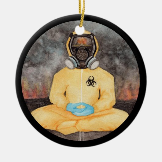 コビデパーソナライズされたィークリスマス生物学的災害［有害物質］ホリディセー セラミックオーナメント (正面)