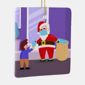 コビデメリークリスマス顔マスクサンタクロースkid セラミックオーナメント (右)