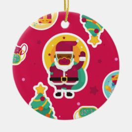 コビデ顔マスクブラックサンタ セラミックオーナメント