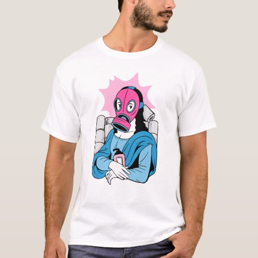 コビデ顔マスクモナおもしろいリサ Tシャツ (正面)