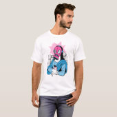 コビデ顔マスクモナおもしろいリサ Tシャツ (正面フル)