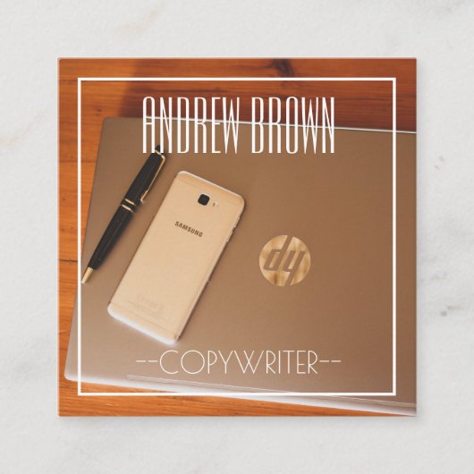 コピーライタコンピュータキーボード名刺 スクエア名刺 (正面)