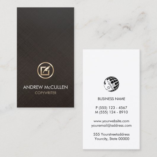 コピーライターフェイク金ゴールドクイル紙アイコン 名刺 (正面/裏面)