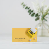 コピーライター編集ライター記者ヴィンテージ黄色 名刺 (スタンド正面)