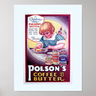 コピー1930古い広告 – インド:ポルソンのコーヒー&バター ポスター
