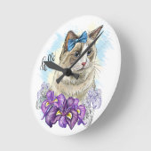 コピー・オブ・ハンドおもしろいスケッチ可愛い花柄 ラウンド壁時計 (傾斜)