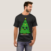 コピー・ド・キュートで笑顔のクリスマスツリー Tシャツ (正面フル)