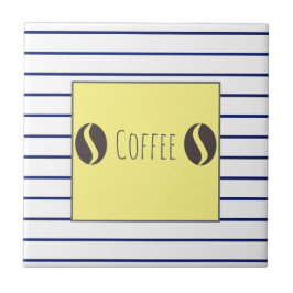 コファンキーーヒービーンズブルーホワイトストライプ タイル