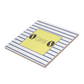 コファンキーーヒービーンズブルーホワイトストライプ タイル (側面)