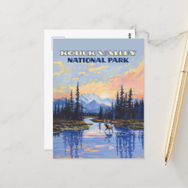 コブクバレー国立公園アラスカカリブーヴィンテージ ポストカード