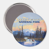コブクバレー国立公園アラスカカリブーヴィンテージ マグネット (正面/裏面)