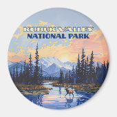 コブクバレー国立公園アラスカカリブーヴィンテージ マグネット (正面)