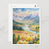 コブクバレー国立公園ウォーター絵画カラー ポストカード (正面/裏面)