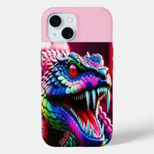 コブラのヘビ鮮やかは青と緑がはかりで測ある iPhone 15ケース