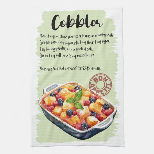 コブラーベーキングレシピ キッチンタオル (縦)
