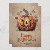 コブ不気味カボチャハッピーハローウィンカード シーズンカード (正面/裏面)