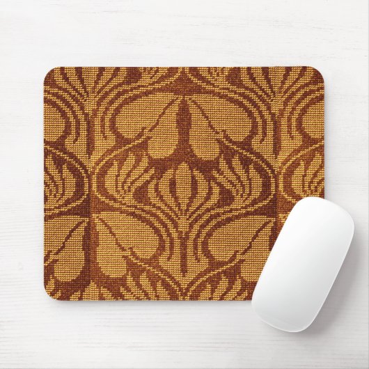 コプト刺しゅう模様 – オレンジ葉色の模様 マウスパッド (マウス)