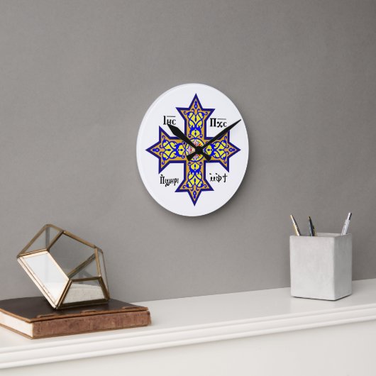 コプト十字架 ラウンド壁時計 (オフィス)