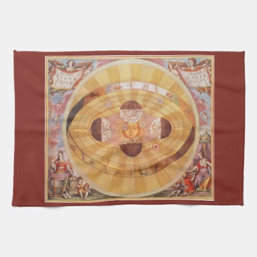コペルニクス的太陽系の古代天文学、ヴィンテージ天文学 キッチンタオル (横)