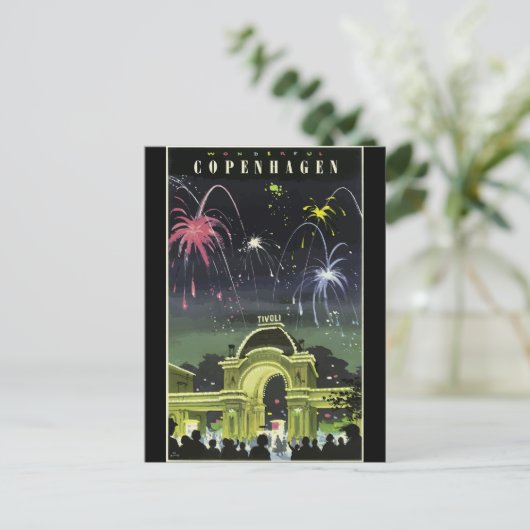 コペンハーゲンのヴィンテージ旅行のポスター ポストカード (スタンド正面)