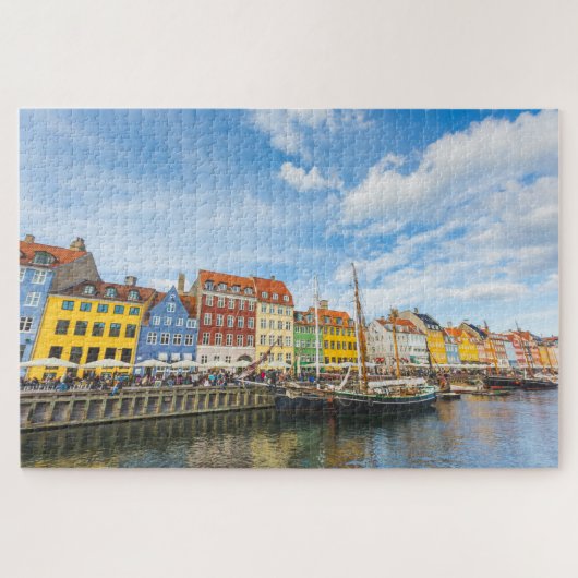 コペンハーゲンオールドタウンカラフルハウシズシーニックトラベル ジグソーパズル (横)