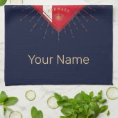 コペンハーゲンキャピタルデンマークレトロ帆走船 キッチンタオル (折り畳み)