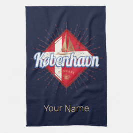 コペンハーゲンキャピタルデンマークレトロ帆走船 キッチンタオル