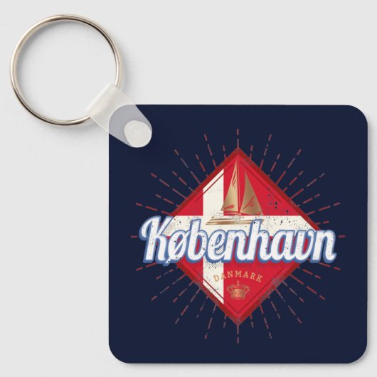 コペンハーゲンキャピタルデンマークレトロ帆走船 キーホルダー (正面)