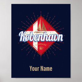 コペンハーゲンキャピタルデンマークレトロ帆走船 ポスター