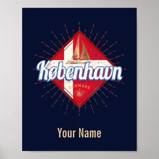 コペンハーゲンキャピタルデンマークレトロ帆走船 ポスター (正面)