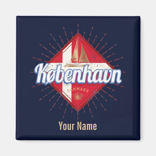 コペンハーゲンキャピタルデンマークレトロ帆走船 マグネット (正面)